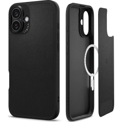 Θήκη iPhone 16 Spigen Cyrill Kajuk Mag Σκληρή με MagSafe από Vegan Δέρμα - Black (ACS08411)