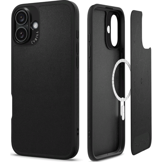 Θήκη iPhone 16 Spigen Cyrill Kajuk Mag Σκληρή με MagSafe από Vegan Δέρμα - Black (ACS08411)