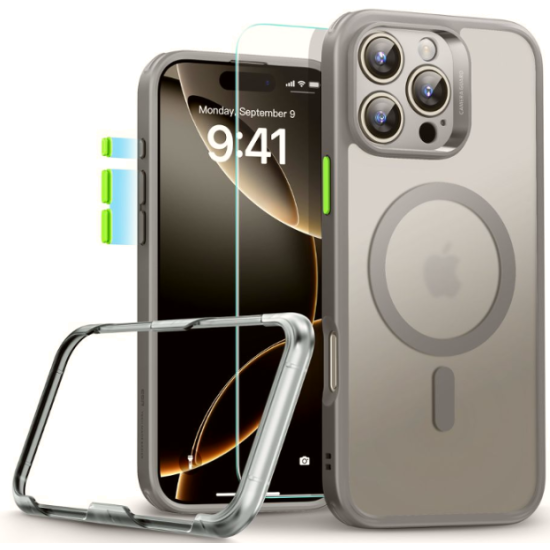 Θήκη & Tempered Glass iPhone 16 Pro ESR Classic Pro Set Ανθεκτική με MagSafe / Εναλλάξιμα Κουμπιά & Αντιχαρακτικό Γυαλί Προστασίας Οθόνης - Frosted Grey (4894240230039)