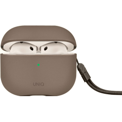 Θήκη AirPods 4th Gen Uniq Lyden Duo Series Premium Σκληρή από Vegan Δέρμα με Λουράκι Χειρός - Flint / Grey (UNIQ-AIRPODS(2024)-LYDGRY)