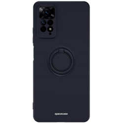 Θήκη Xiaomi Redmi Note 11 Pro / Redmi Note 12 Pro 4G Spacecase Silicone Ring Σιλικόνης με Μεταλλικό Μαγνητικό Ring Holder - Black (5905719015138)