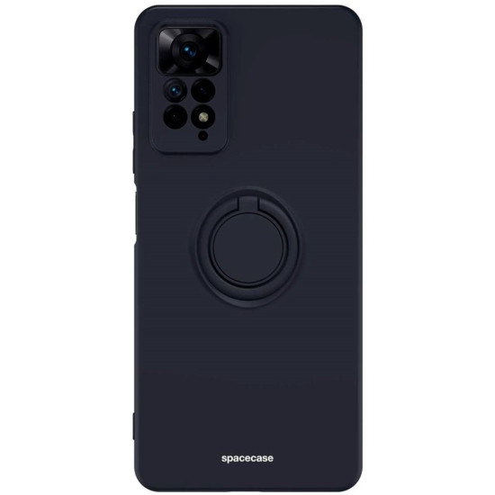 Θήκη Xiaomi Redmi Note 11 Pro / Redmi Note 12 Pro 4G Spacecase Silicone Ring Σιλικόνης με Μεταλλικό Μαγνητικό Ring Holder - Black (5905719015138)