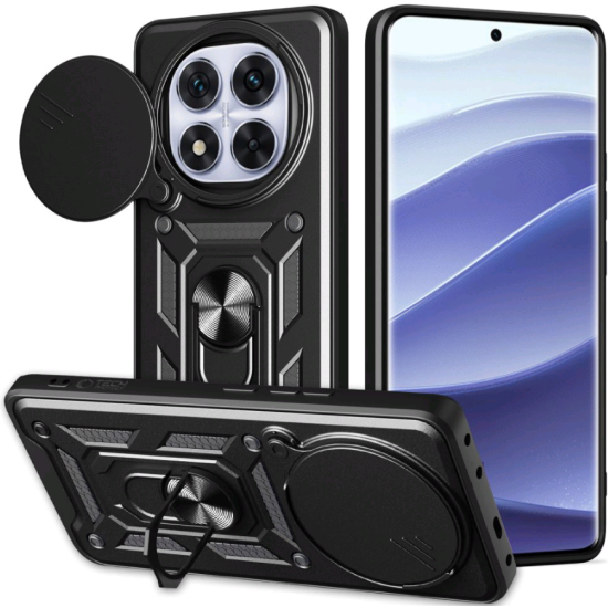 Θήκη Xiaomi Redmi Note 14 Pro 5G / Poco X7 Tech-Protect Camshield Pro Ανθεκτική με Κάλυμμα για την Κάμερα & Ring Holder - Matte Black (5906302361472)