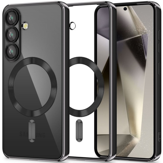 Θήκη Samsung Galaxy S25 Tech-Protect MagFlex Διάφανη Σιλικόνης με MagSafe - Shiny Black (5906302360055)