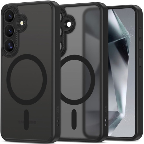 Θήκη Samsung Galaxy S25 Tech-Protect MagCam Σκληρή Ημιδιάφανη με MagSafe & Πλαίσιο Κάμερας - Matte Black (5906302322749)