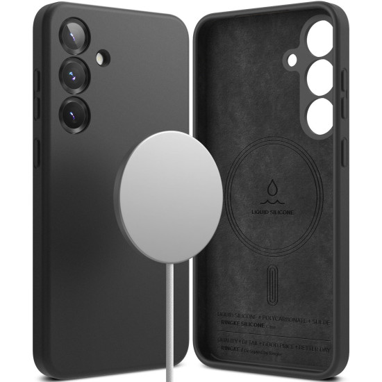 Θήκη Samsung Galaxy S25 Ringke Silicone Magnetic Ανθεκτική Σιλικόνης με MagSafe - Black (8800274968370)