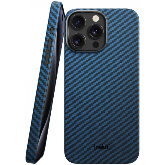 Θήκη iPhone 15 Pro Nekit Fiber Σκληρή με MagSafe Aramid Fiber 1mm 1500D Kevlar - Blue (8719246469602)