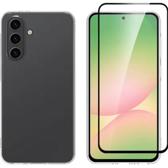 Θήκη & Tempered Glass Samsung Galaxy A56 Vivid Set Gelly Case Σετ Διάφανη Σιλικόνης & Full Face Αντιχαρακτικό Γυαλί Προστασίας Οθόνης - Transparent / Black (VIGELLY446GLASSBK)