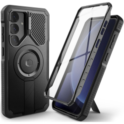 Θήκη Samsung Galaxy S25 Plus Tech-Protect Kevlar MagSafe Plus Full Body 360° με KickStand / Κάλυμμα Κάμερας & MagSafe - Black (5906302322275)