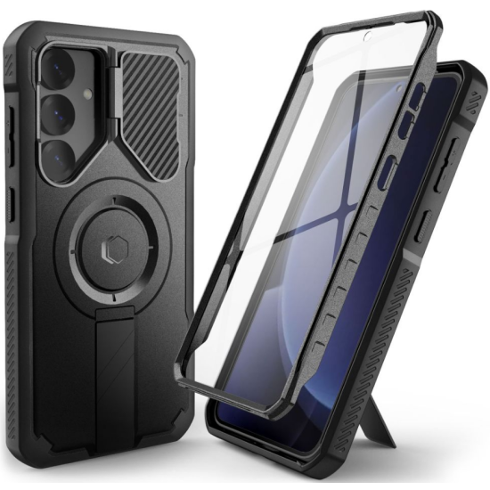 Θήκη Samsung Galaxy S25 Plus Tech-Protect Kevlar MagSafe Plus Full Body 360° με KickStand / Κάλυμμα Κάμερας & MagSafe - Black (5906302322275)