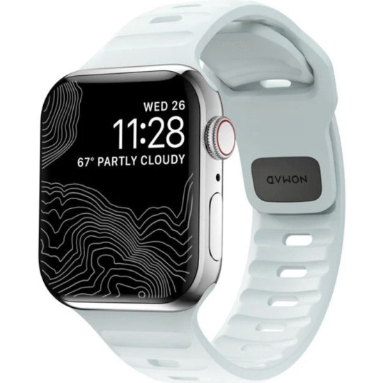 Λουράκι Nomad Sport Band Glow in the Dark Αδιάβροχο Φωσφορίζον Σιλικόνης Apple Watch SE/11/10/9/8/7/6/5/4 (42/41/40mm) - Icy Blue Glow (NM01122685)