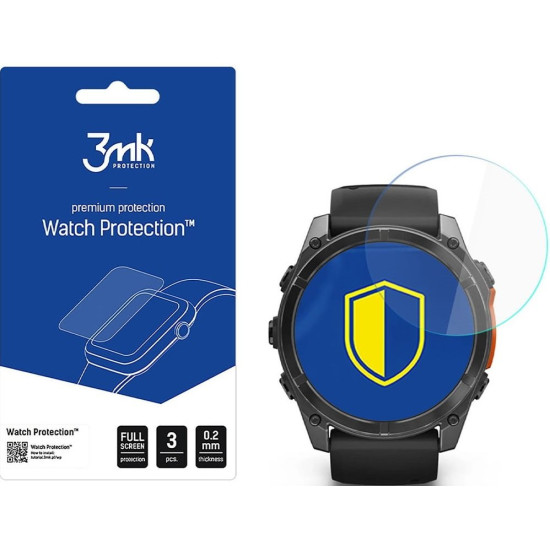 Hybrid Glass Garmin Fenix 8 Amoled 51mm 3MK Premium Flexible Glass Αντιχαρακτικό Προστατευτικό Υβριδικό Οθόνης 0.2mm 3 Τεμάχια (5903108604772)