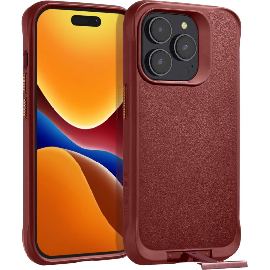 Θήκη iPhone 14 Pro Oakshield Σκληρή με MagSafe & KickStand - Dark Red (OAK000038FU003C)