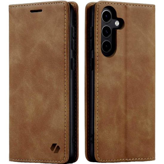 Θήκη Samsung Galaxy S24 FE Spacecase Wallet Πορτοφόλι - Light Brown (5905719113957)