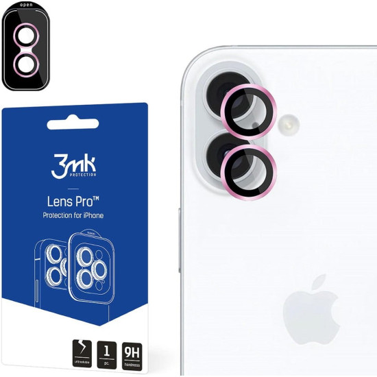 Tempered Glass iPhone 16 / 16 Plus 3MK Lens Protection Pro Αντιχαρακτικό Γυαλί Προστασίας για Φακό Κάμερας - Pink (5903108588539)