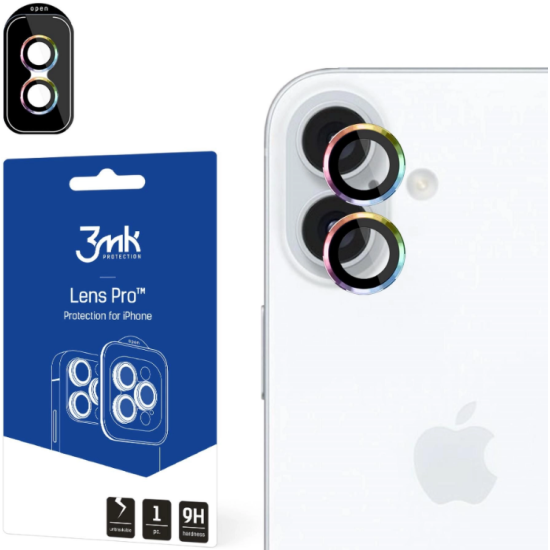 Tempered Glass iPhone 16 / 16 Plus 3MK Lens Protection Pro Αντιχαρακτικό Γυαλί Προστασίας για Φακό Κάμερας - Rainbow (5903108588577)