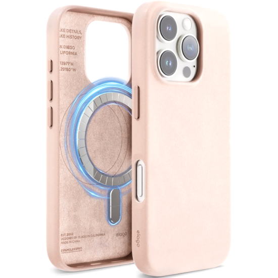 Θήκη iPhone 16 Pro Elago Magnetic Leather από Vegan Δέρμα με MagSafe - Lovely Pink (ES16MSLE63PRO-LPK)