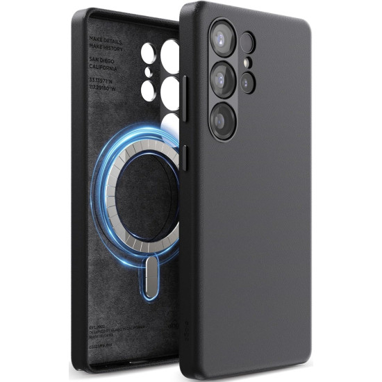Θήκη Samsung Galaxy S25 Ultra Elago Magnetic Leather από Vegan Δέρμα με MagSafe - Black (EGS25MSLE68-BK)