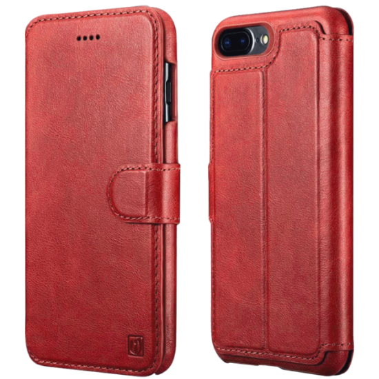 Θήκη iPhone 8 Plus / 7 Plus iCarer Detachable 2 in 1 Wallet & Back Cover Δερμάτινο Πορτοφόλι 2 σε 1 - Red (RIP7015-RD)