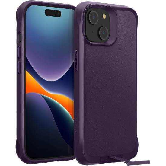 Θήκη & Tempered Glass iPhone 15 Oakshield 2 in 1 Σκληρή με KickStand & Αντιχαρακτικό Γυαλί Προστασίας Οθόνης - Violet / Clear (OAK000038FQ003C)