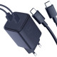 Φορτιστής 3MK Hyper Charger Τοίχου με 2 x Καλώδια Type-C σε Type-C & 2 x Θύρες Type-C 45W - Black (5903108561952)