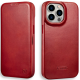 Θήκη iPhone 14 Pro Max iCarer Curved Edge Leather Folio with Magsafe Δερμάτινη Flip με MagSafe - Red (KJI14220704-RD)