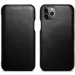 Θήκη iPhone 11 Pro Max iCarer Vintage Series Curved Edge Δερμάτινη - Black (RIX1103-BK)