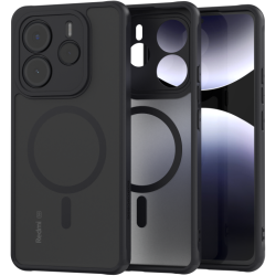 Θήκη Xiaomi Redmi Note 14 5G Spacecase Hybrid MagSafe Σκληρή Ημιδιάφανη με MagSafe - Black (5905719117078)