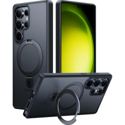 Θήκη Samsung Galaxy S25 Ultra Torras Ostand Ημιδιάφανη Ανθεκτική με MagSafe & KickStand - Black (6938075651077)