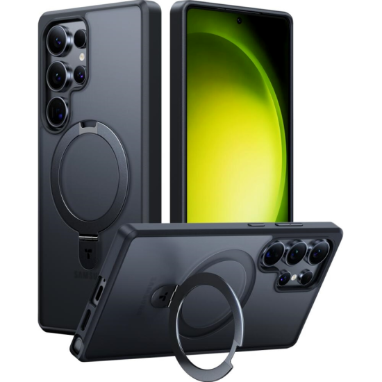 Θήκη Samsung Galaxy S25 Ultra Torras Ostand Ημιδιάφανη Ανθεκτική με MagSafe & KickStand - Black (6938075651077)