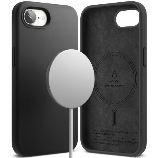 Θήκη iPhone 17e / 16e Ringke Silicone Magnetic Ανθεκτική Σιλικόνης με MagSafe - Black (8800293852810)