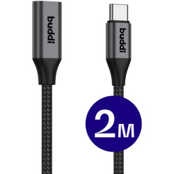 Καλώδιο Buddi Flex Extension Cable Επέκτασης Type-C (Male) σε Type-C (Female) 60W 200cm 5 Έτη Εγγύηση - Black (8719246459382)