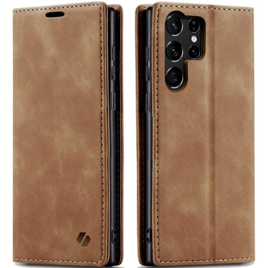 Θήκη Samsung Galaxy S25 Ultra Spacecase Wallet Πορτοφόλι - Light Brown (5905719114701)