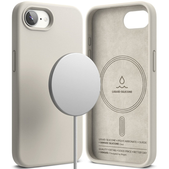 Θήκη iPhone 17e / 16e Ringke Silicone Magnetic Ανθεκτική Σιλικόνης με MagSafe - Stone (8800293852841)