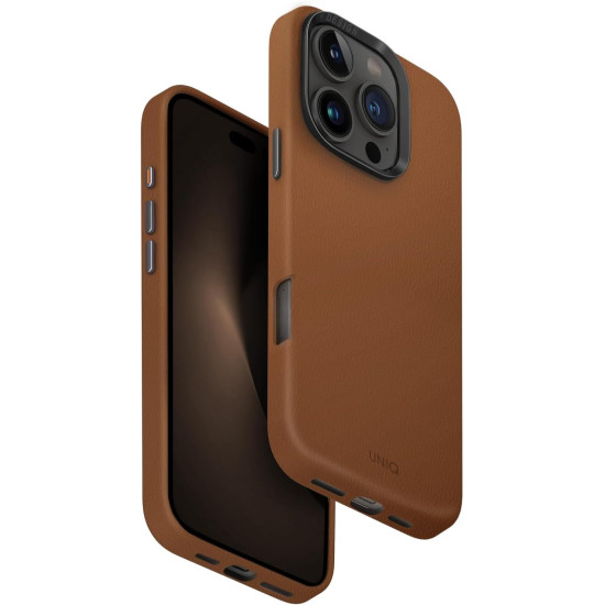Θήκη iPhone 16 Pro Uniq Lyden Ανθεκτική με MagSafe από Premium Vegan Δέρμα & Μεταλλικό Πλαίσιο Κάμερας - Caramel (UNIQ-IP6.3P(2024)-LYDMCML)