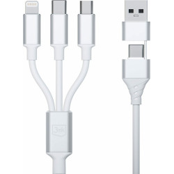 Καλώδιο Φόρτισης Type-C & USB-A 3MK 3 in 2 Hyper Cable σε Type-C / Lightning / MicroUSB 150cm 15W - White (5903108541237)