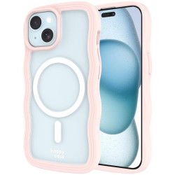 Θήκη iPhone 17e / 16e / 15 / 14 / 13 HappyCase Wavy Διάφανη Σκληρή με MagSafe & TPU Bumper - Pink (8719246471469)