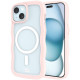 Θήκη iPhone 17e / 16e / 15 / 14 / 13 HappyCase Wavy Διάφανη Σκληρή με MagSafe & TPU Bumper - Pink (8719246471469)