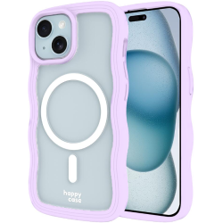 Θήκη iPhone 17e / 16e / 15 / 14 / 13 HappyCase Wavy Διάφανη Σκληρή με MagSafe & TPU Bumper - Purple (8719246471452)