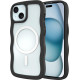 Θήκη iPhone 17e / 16e / 15 / 14 / 13 HappyCase Wavy Διάφανη Σκληρή με MagSafe & TPU Bumper - Black (8719246471445)