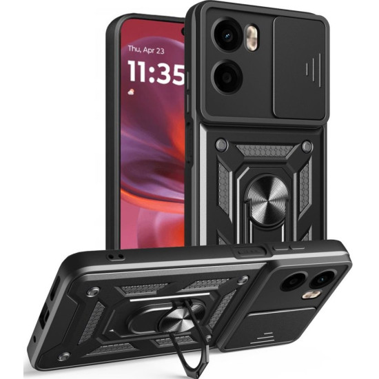 Θήκη Motorola Moto G05 / E15 Tech-Protect Camshield Pro Ανθεκτική με Κάλυμμα για την Κάμερα & Ring Holder - Black (5906302361274)