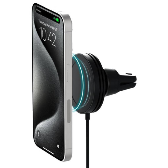 Βάση Κινητών Αυτοκινήτου iOttie Velox Mini Qi2 για Αεραγωγούς με Ασύρματη Μαγνητική Φόρτιση MagSafe 15W & Φορτιστής Αυτοκινήτου 20W - Black (VLXWCG212)
