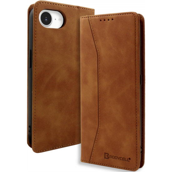 Θήκη iPhone 17e / 16e Bodycell Book Case Πορτοφόλι - Brown (5206015079863)