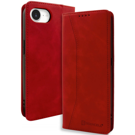 Θήκη iPhone 17e / 16e Bodycell Book Case Πορτοφόλι - Red (5206015079870)