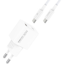 Φορτιστής Recci RC77ECC GaN Αντάπτορας με 1 x Type-C 30W & 1 x Καλώδιο Type-C σε Type-C 100cm - White (6955482528273)