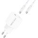Φορτιστής Recci RC77ECC GaN Αντάπτορας με 1 x Type-C 30W & 1 x Καλώδιο Type-C σε Type-C 100cm - White (6955482528273)