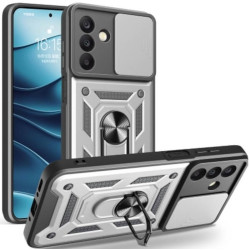 Θήκη Samsung Galaxy A26 Bodycell Armor Slide Ανθεκτική με Κάλυμμα για την Κάμερα & Μεταλλικό Ring Holder - Silver (5206015080876)