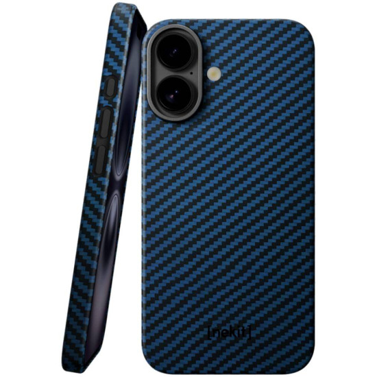 Θήκη iPhone 16 Plus Nekit Fiber Σκληρή με MagSafe Aramid Fiber 1mm 1500D Kevlar - Blue (8719246469572)