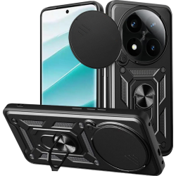 Θήκη Xiaomi Redmi Note 14 Pro Plus 5G Bodycell Armor Slide Ανθεκτική με Κάλυμμα για την Κάμερα & Μεταλλικό Ring Holder - Black (5206015081156)