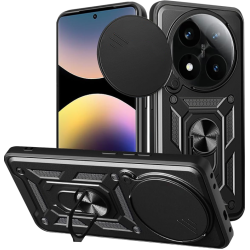 Θήκη Xiaomi Redmi Note 14 Pro 4G Bodycell Armor Slide Ανθεκτική με Κάλυμμα για την Κάμερα & Μεταλλικό Ring Holder - Black (5206015081095)